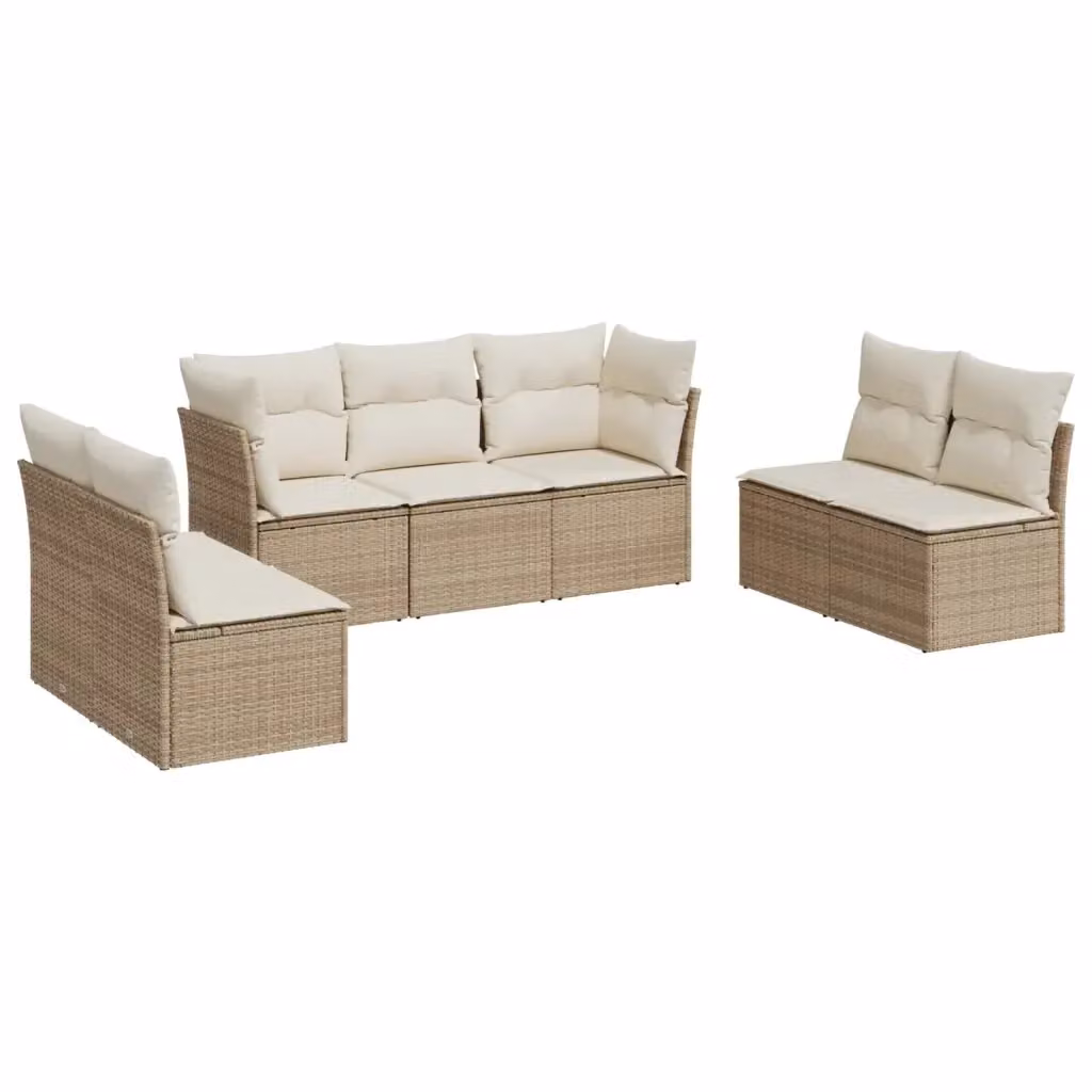 Set di divani da giardino vidaXL in polyrattan beige con cuscini, componibile a forma di L per esterno – 2