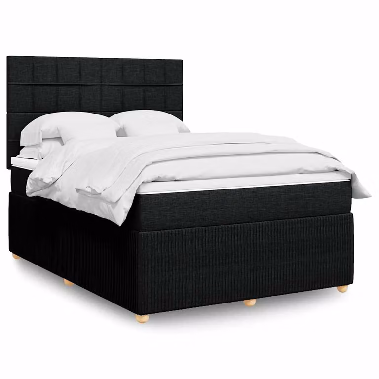 vidaXL Giroletto a Molle Ibrido con Materasso in Tessuto Nero L/P: 140 x 190 cm