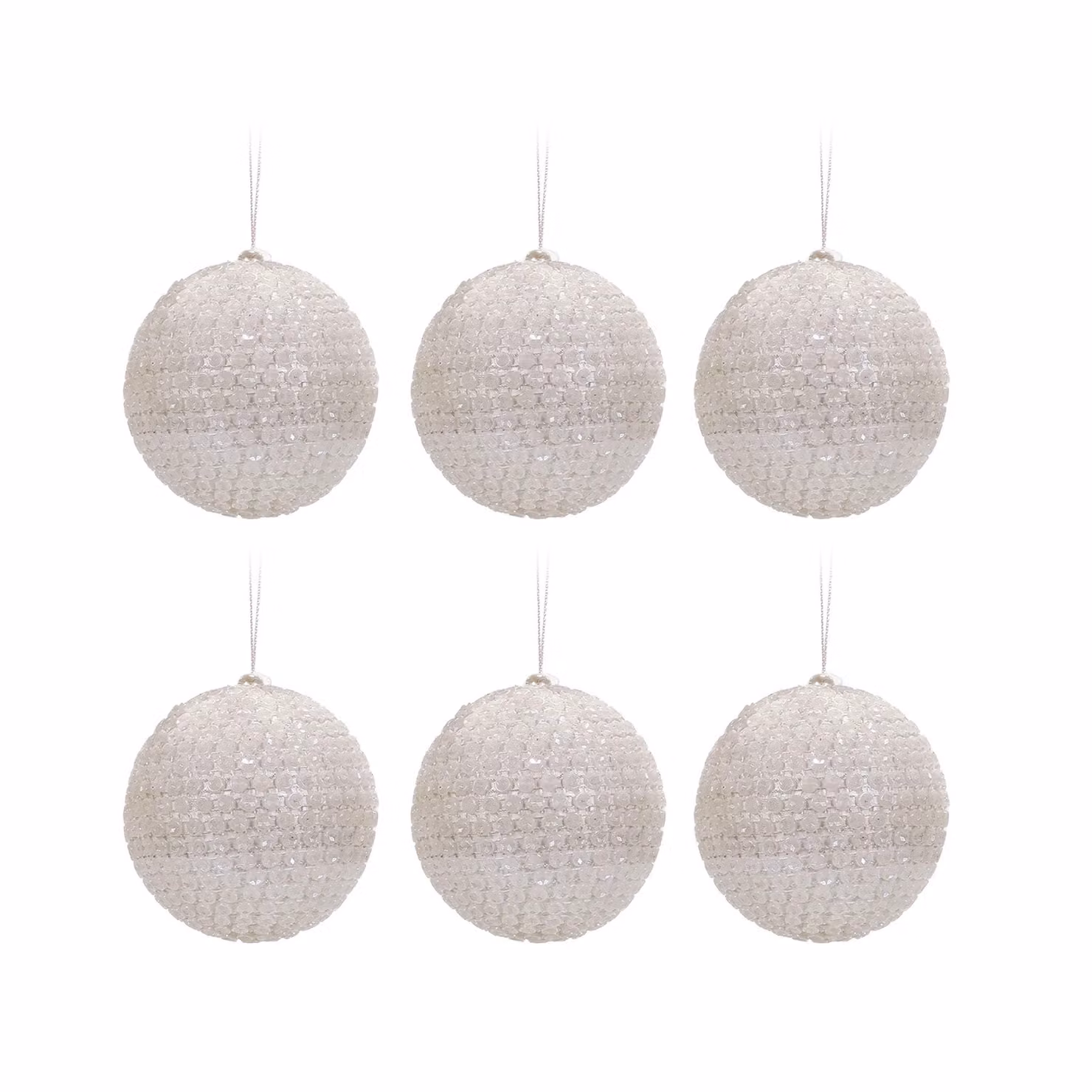 Set di 6 palline di Natale bianche VESTIAMO CASA in stile shabby chic, diametro: 8 cm – 2