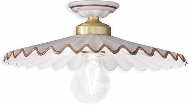Plafoniera Classica L&aposAquila Ottone E Ceramica Decorato Diam. 41Cm Luce E27