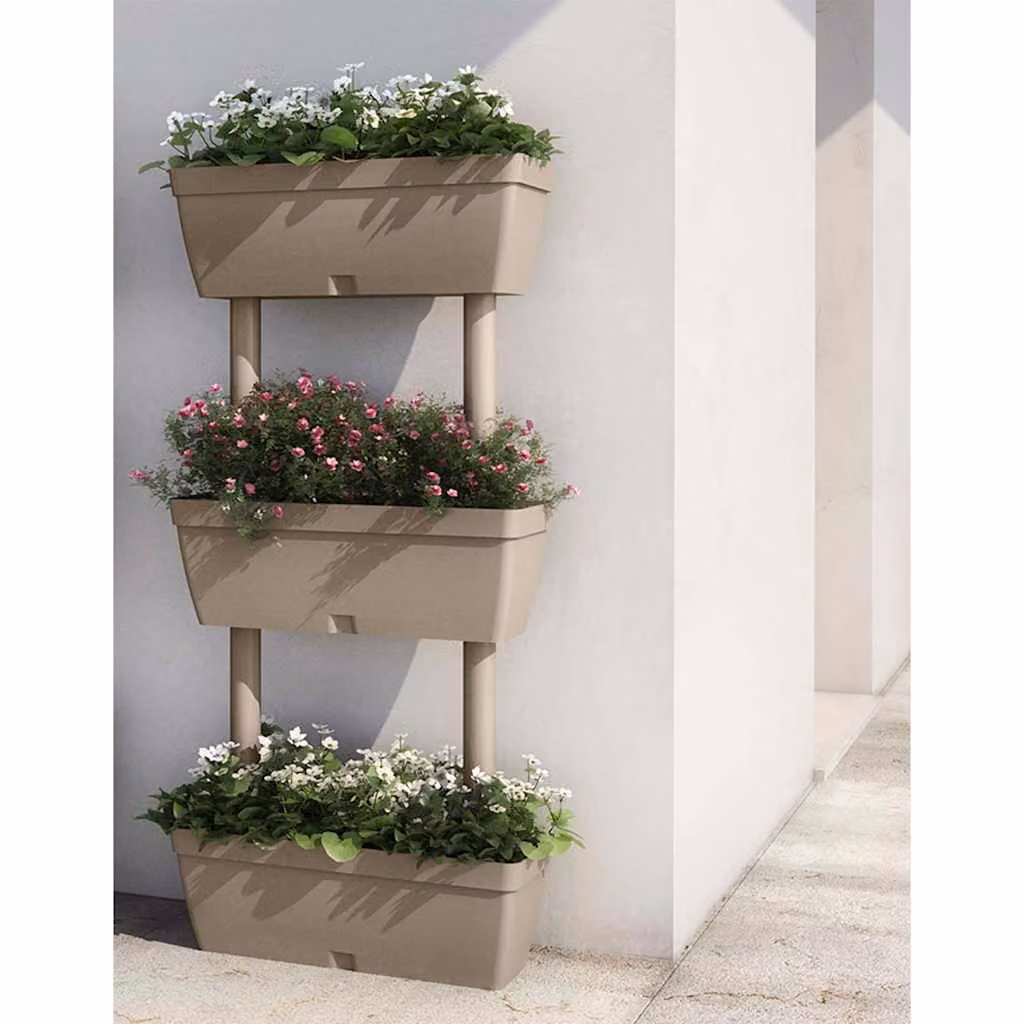 Set di 6 fioriere da giardino vidaXL colore grigio e beige