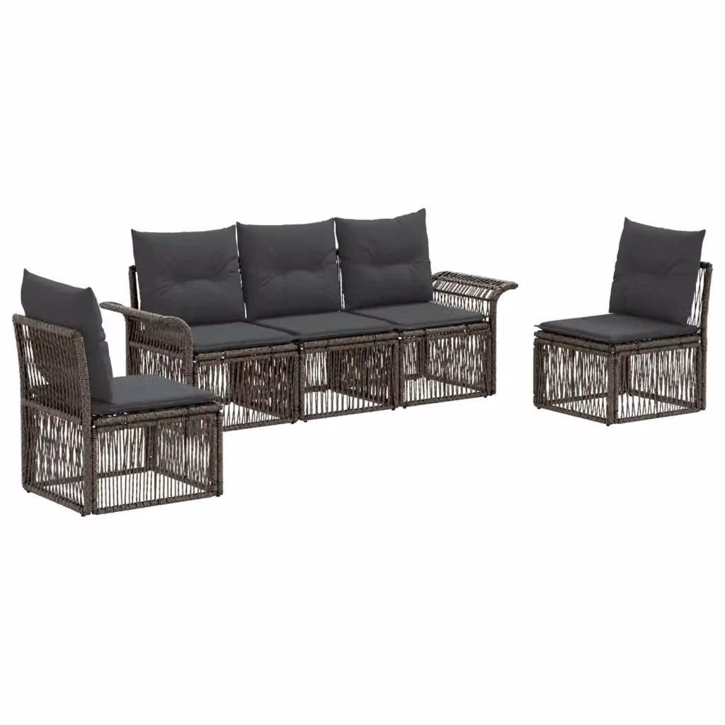 Set Divano da Giardino 5 Pezzi vidaXL Grigio con Cuscini e Struttura in Metallo – 2