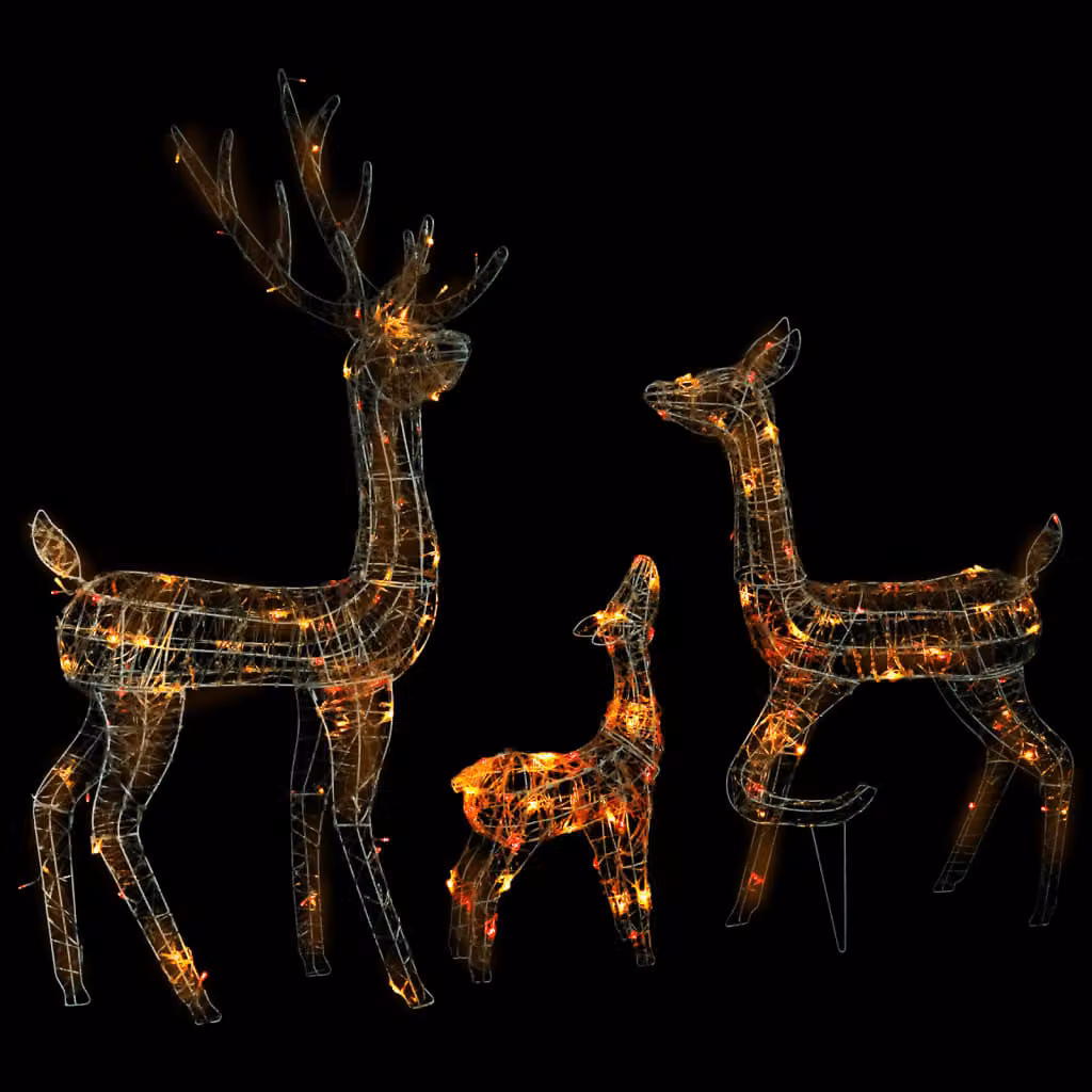 Famiglia di Renne di Natale 300 LED Colorati in Acrilico