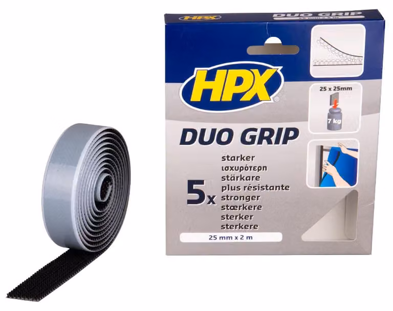 HPX Duo Grip Nastro di presa regolabile nero 25 mm x 2 m