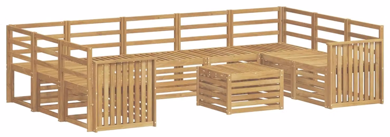 Set di divani da esterno, 10 pezzi, colore bianco, dimensioni 59 x 59 x 37 cm