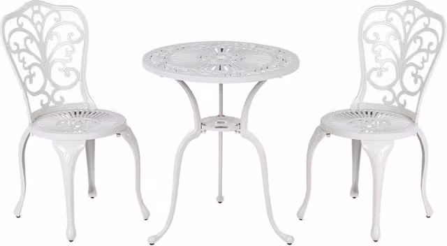 Set da giardino Beliani in alluminio stile vintage con tavolo rotondo e sedie, colore bianco