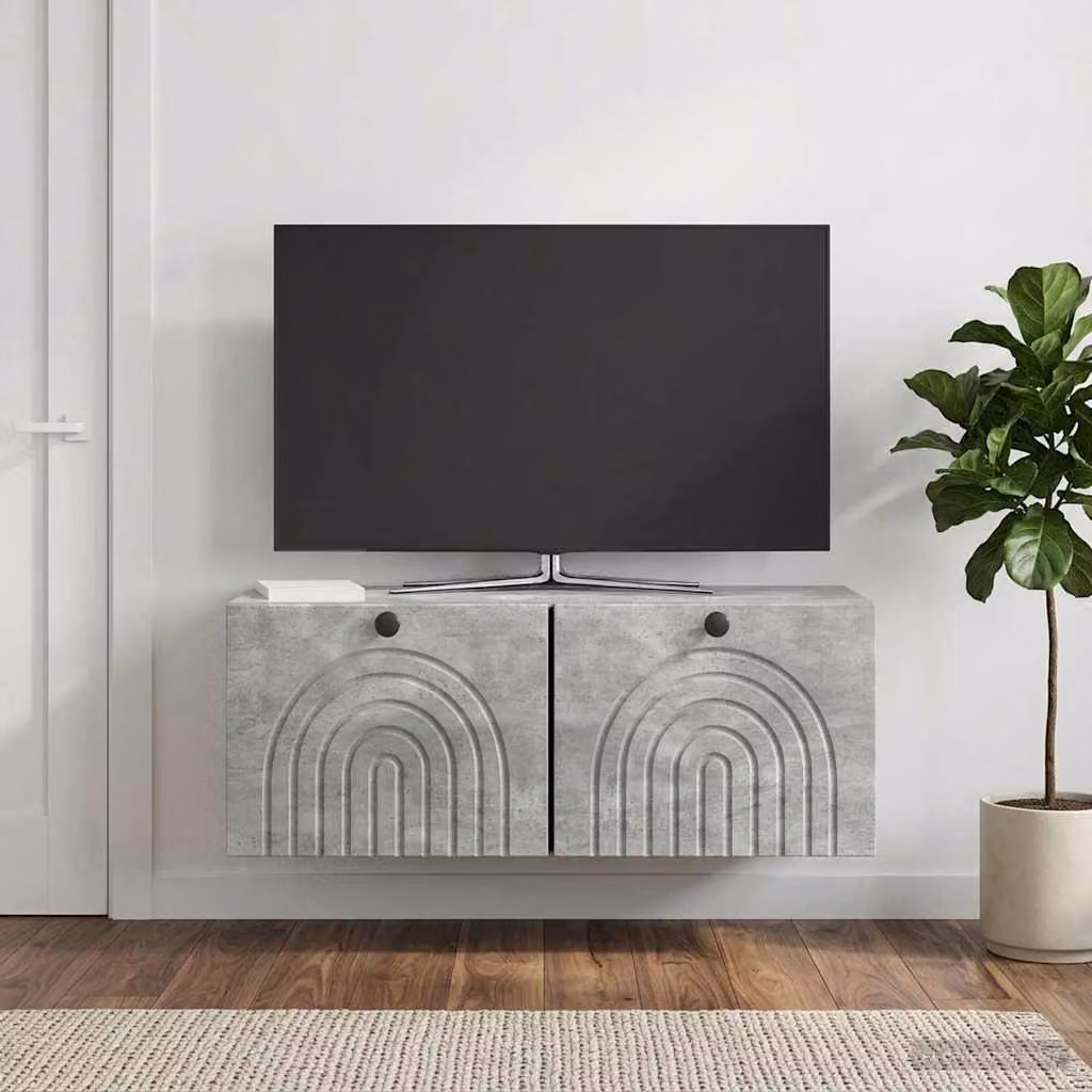 Mobile Porta TV da Muro vidaXL Moderno Grigio Cemento L: 78,5 cm, P: 31 cm, H: 30 cm