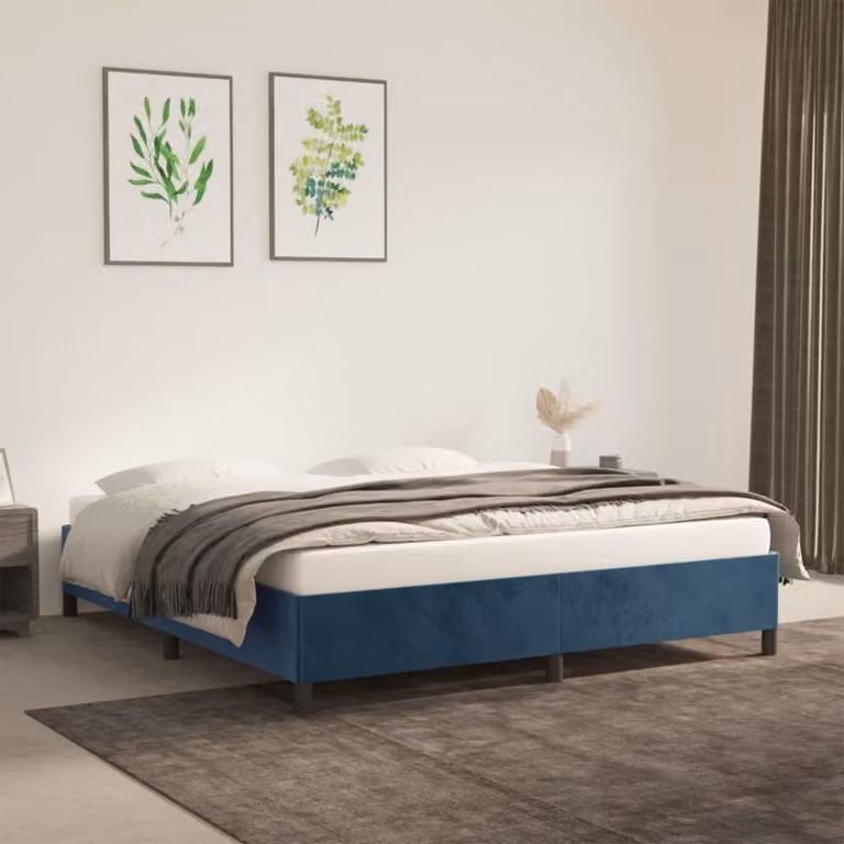 The Living Store rete blu scuro 160x200 cm in velluto