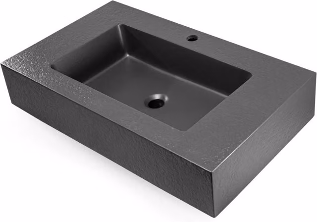 Ogomondo Top lavabo sospeso in marmo resina finitura asfalto antracite L: 100 cm, P: 46 cm, H: 15 cm
