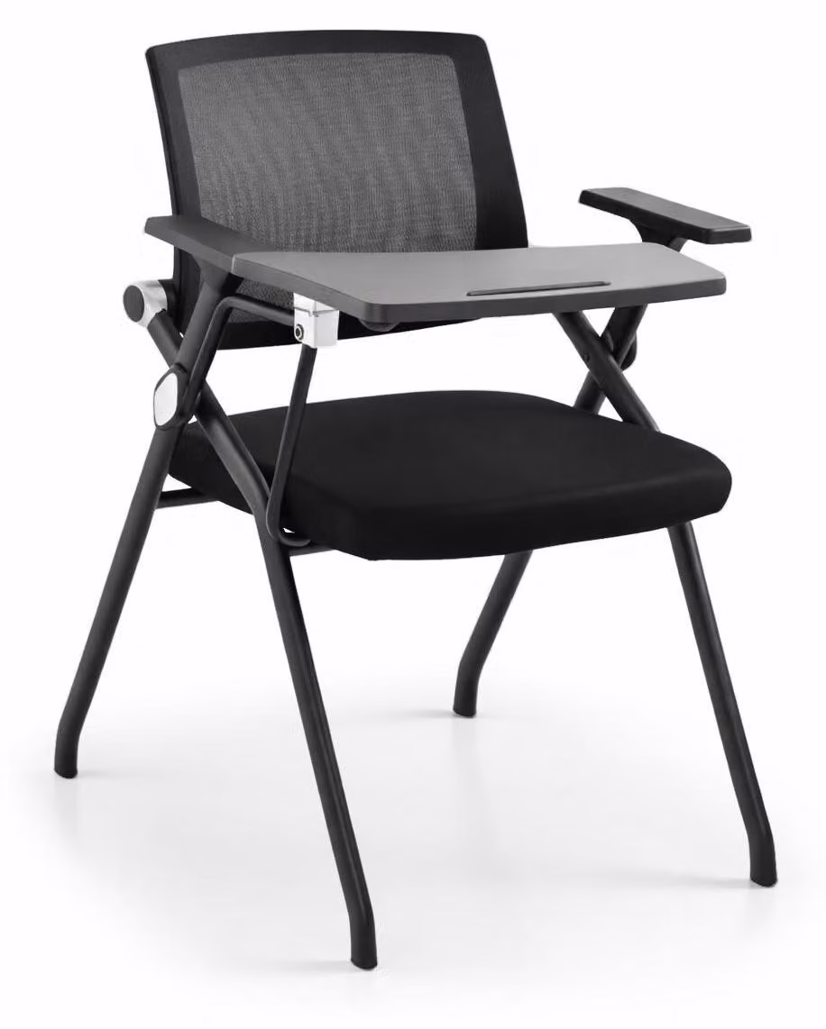Sedia ergonomica per seminari, con schienale in rete e supporto pieghevole per tablet
