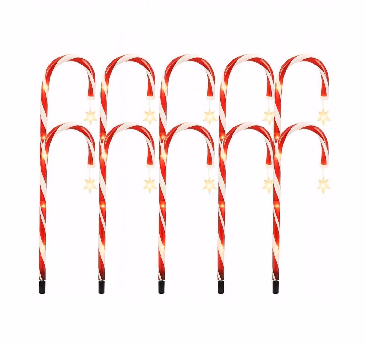 Canne di zucchero giardino decorazione esterna LED illuminazione luci di Natale 12 pz.