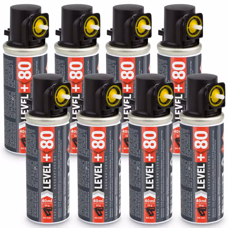 LEVEL+ Cartuccia di ricambio, confezione da 8 pezzi, 20 grammi/40 ml/80 mm, compatibile con Stiftnagler L+80