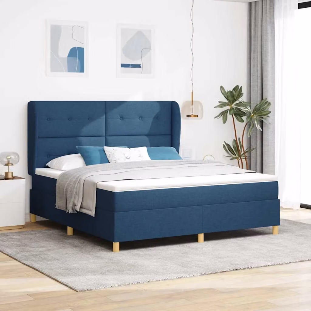 Letto ibrido con testiera vidaXL in tessuto blu L: 180 cm, P: 200 cm