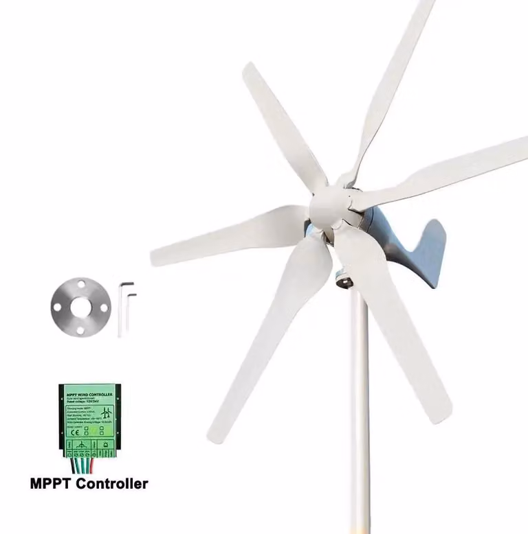 Turbina eolica SP-3000 - Generatore eolico ad asse orizzontale da 3000W - Sistema di alimentazione domestica da 48V, indipendente dalla rete - 6 pale in nylon - Generatore a magnete permanente - Con regolatore incluso