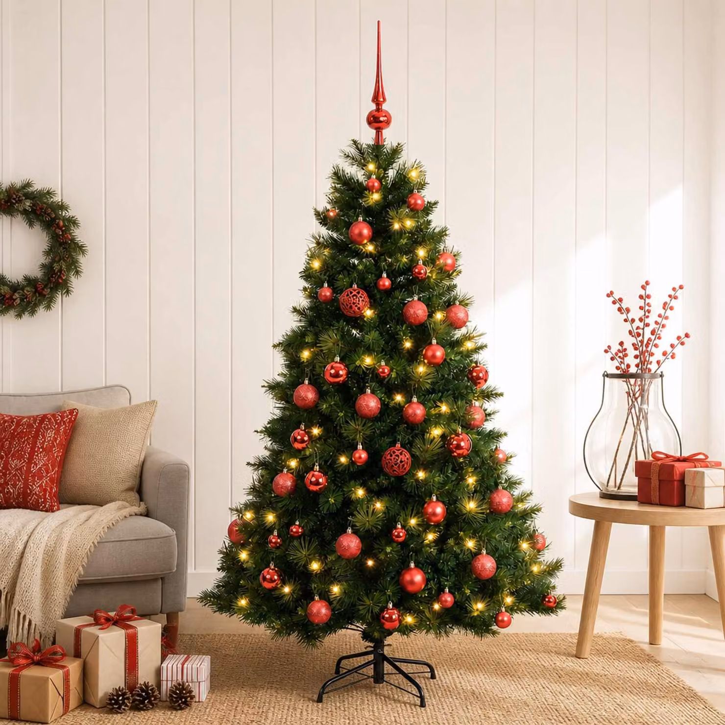 vidaXL Albero di Natale artificiale con palline 150 cm 150 LED