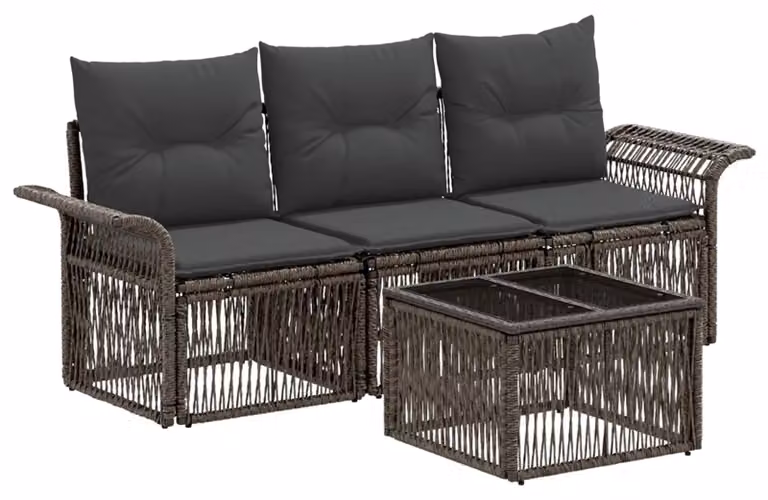 Set Divano da Giardino 4 pcs Grigio polyrattan