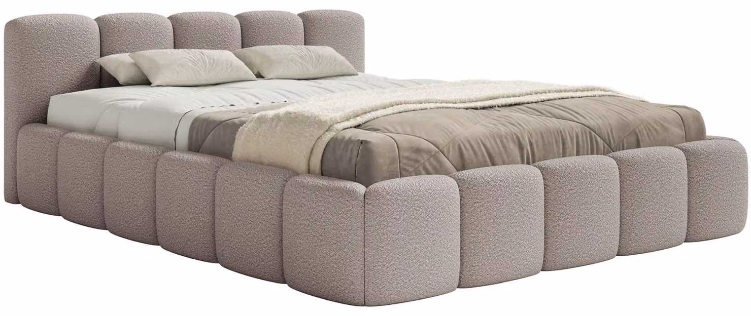 Selsey Cloudy Low – Letto imbottito 120x200 cm, bouclé grigio chiaro