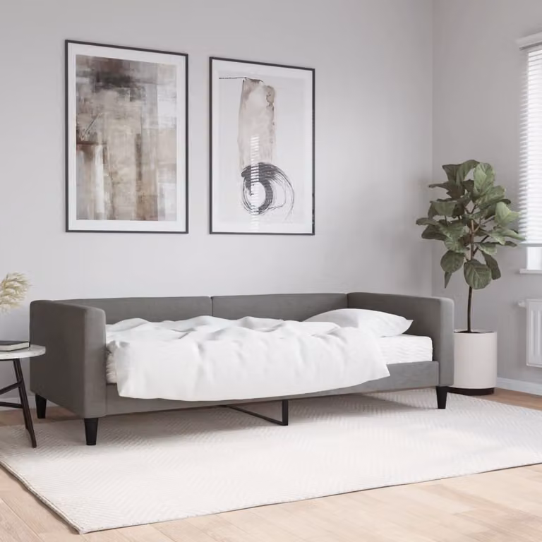 Maison Exclusive - Divano letto con materasso, grigio scuro, 90x200 cm, tessuto