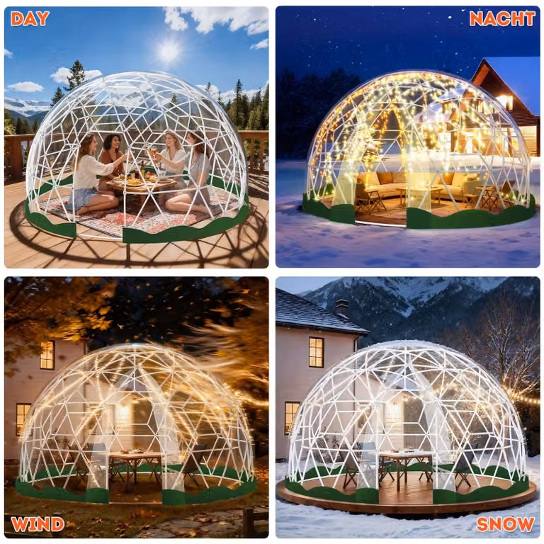 Kas: Serra. Tuinkoepel: Cupola per giardino. Broeikas: Serra. Buiten Tent: Tenda da esterno. Tuin Iglo: Igloo da giardino. 3,6 Meter: 3,6 metri. UV-bestendig PVC: PVC resistente ai raggi UV