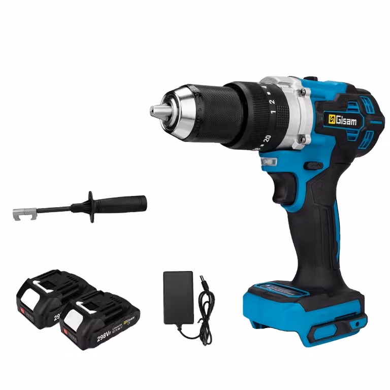Trapano elettrico senza spazzole, coppia 650 Nm, mandrino regolabile, 2 batterie incluse, 2 batterie