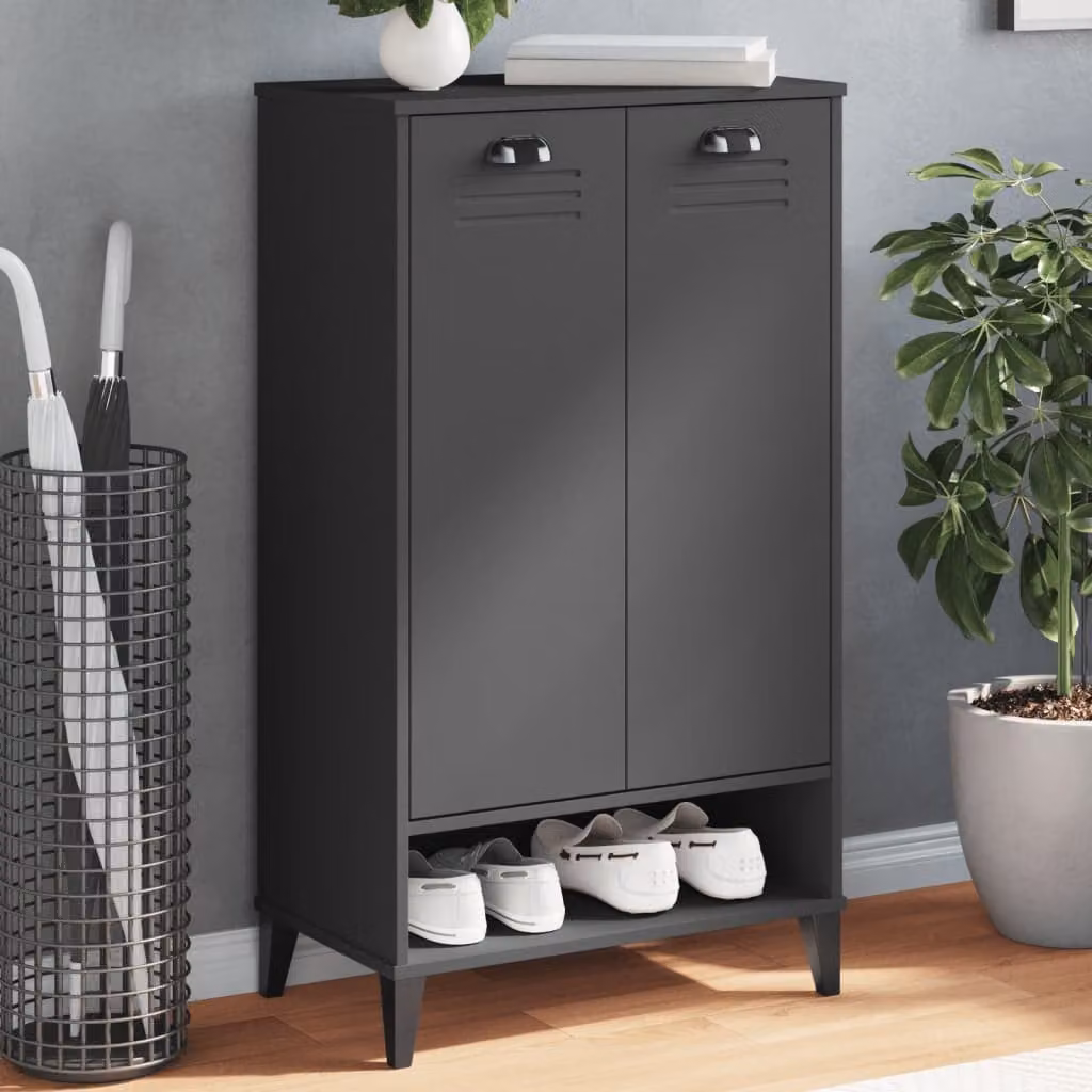 Scarpiera da parete vidaXL VIKEN Grigio Antracite in legno e MDF con ante a cerniera e ventilazione