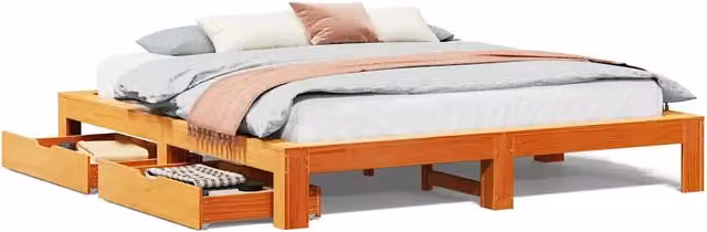 Letto matrimoniale | Letto per adulti | Giroletto senza Materasso Marrone Cera 200x200 cm Legno di Pino