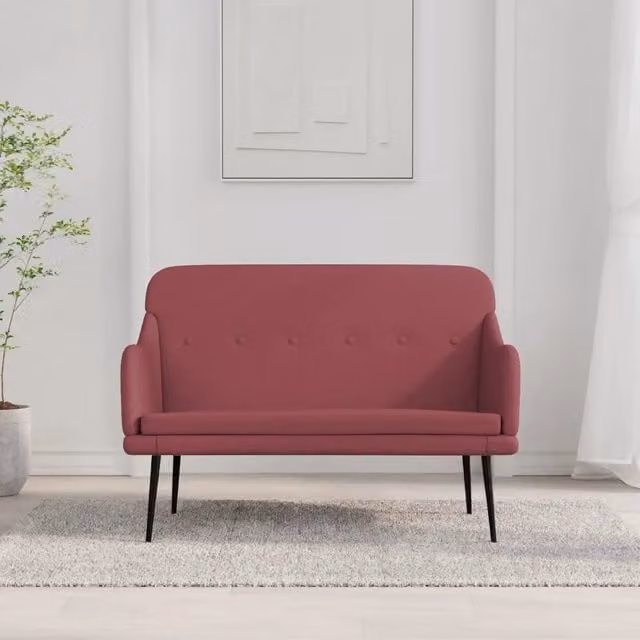 Panca-Sgabello Rosso Vino 110x76x80 cm in Tessuto