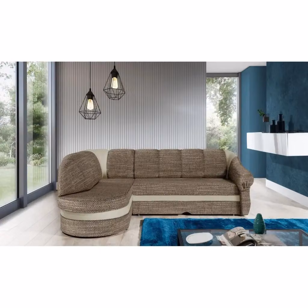 Divano angolare sinistro convertibile BENANA MEUBLORAMA beige, L 250 cm con contenitore e funzione letto – 2