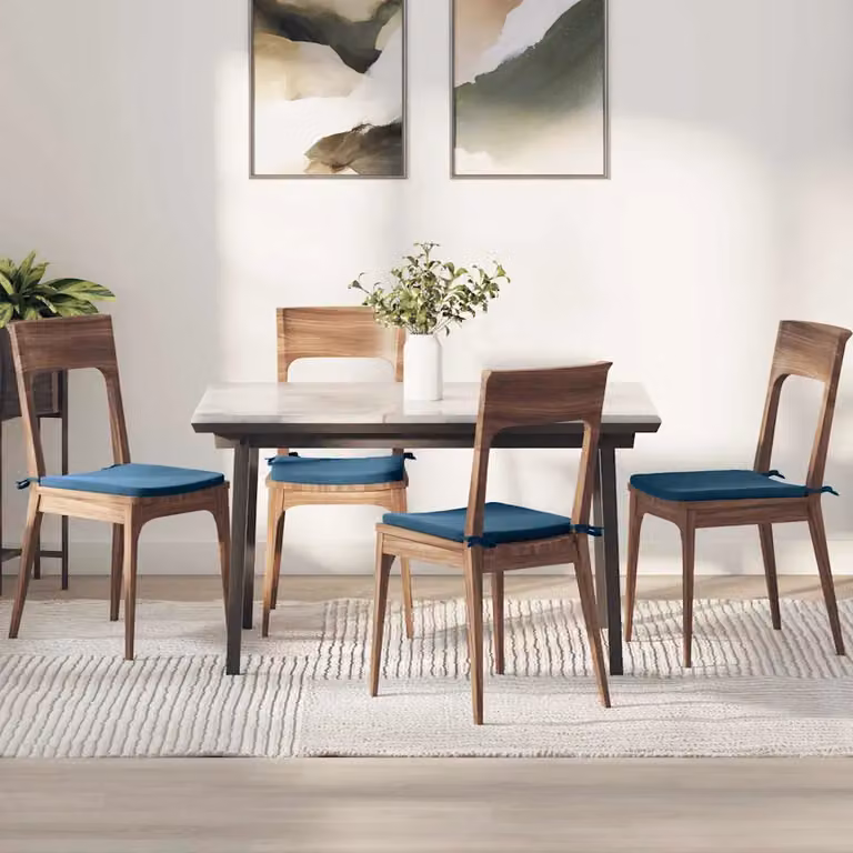 Set di 4 cuscini per seduta ergonomici vidaXL in velluto blu, L/P/H: 40 x 40 x 3 cm