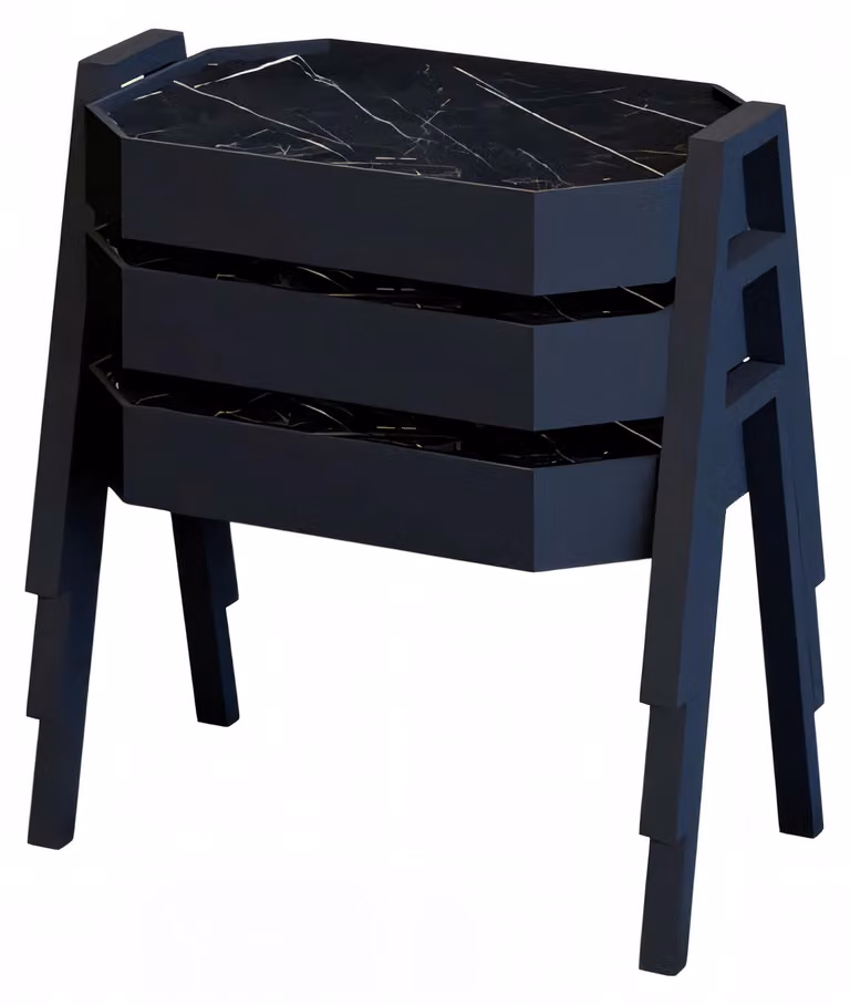 Elegantes schwarzes Couchtisch-Set aus Holz im modernen Design