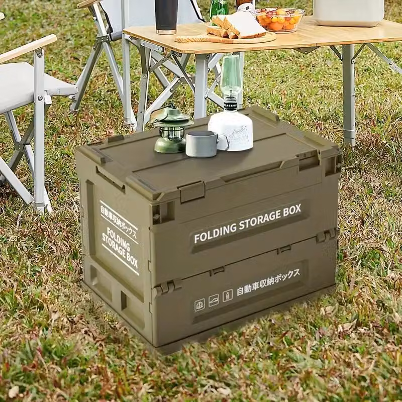 Contenitore - Contenitore pieghevole in plastica - Ampia capienza - Apertura laterale - Portatile - Per la casa e l'esterno - Verde