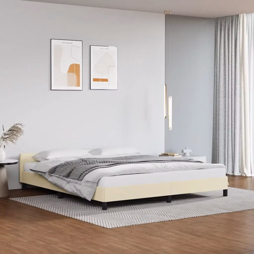 Letto matrimoniale moderno con testiera imbottita beige L/P/H: 160 x 200 x 50 cm – 2