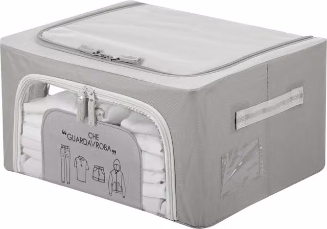 Scatola per armadio KASANOVA grigia con coperchio e maniglie L/P/H: 40 x 20 x 30 cm
