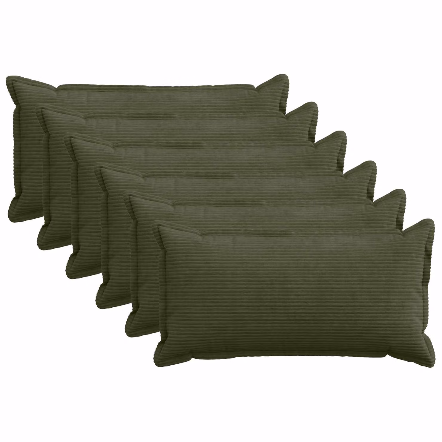 Set di 6 federe vidaXL HOUTEN in velluto a coste verdi, L 80 x P 40 cm
