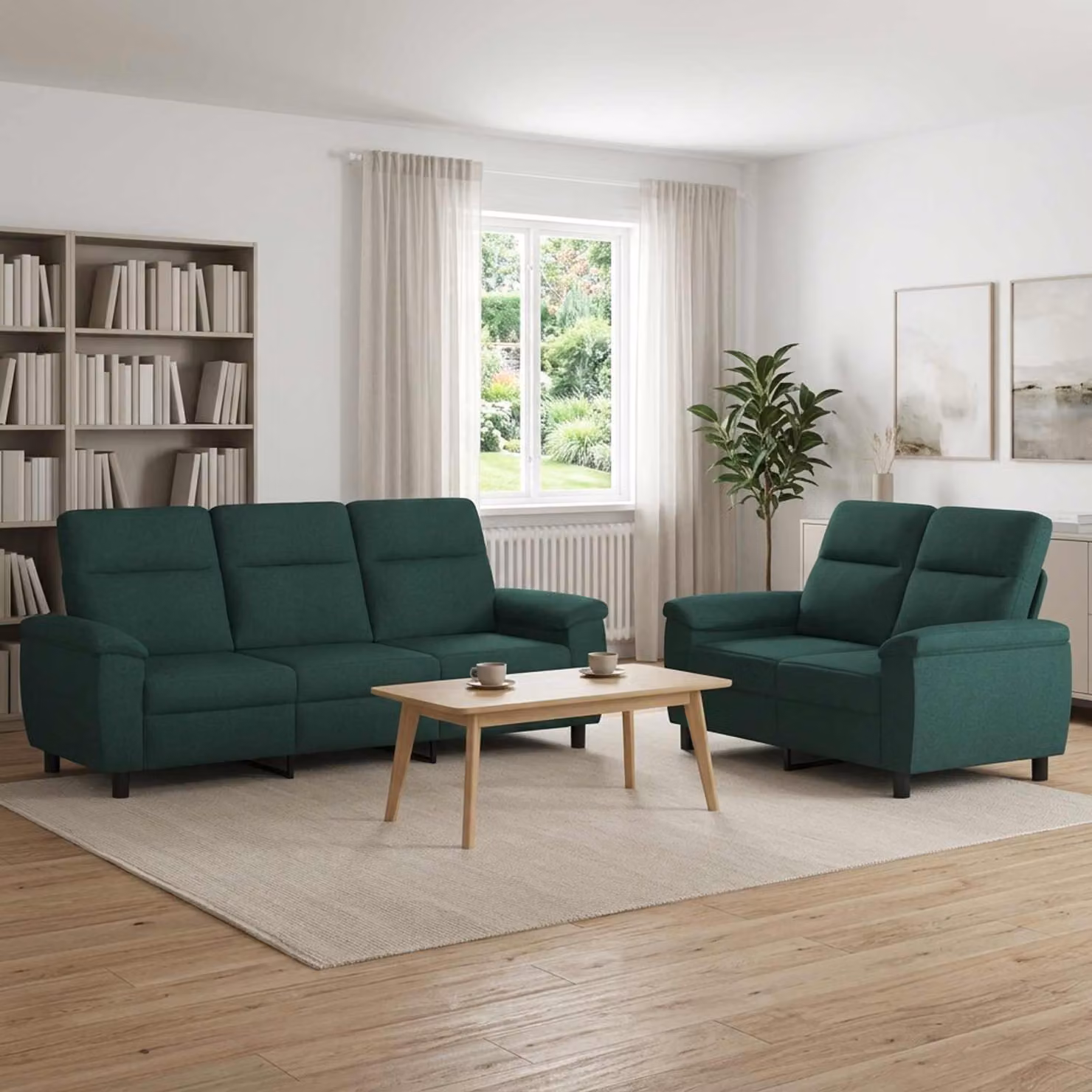 Set di 2 divani moderni vidaXL in tessuto verde scuro con struttura in metallo per il tuo soggiorno