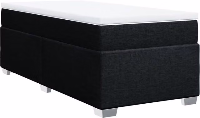 Letto singolo | Letto per adulti | Giroletto a Molle con Materasso Nero 90x190 cm in Tessuto