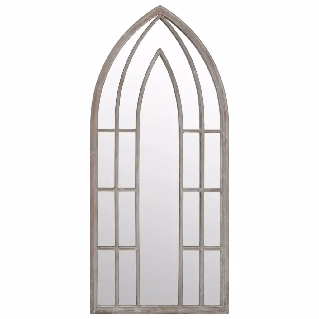 Specchio da parete rettangolare vidaXL in metallo e vetro, colore sabbia, L: 100 cm, H: 45 cm – 2