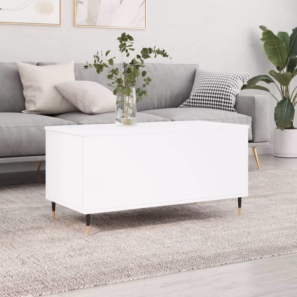 vidaXL Tavolino da Salotto Moderno Bianco con Meccanismo di Sollevamento L: 90 cm, P: 44,5 cm, H: 45 cm
