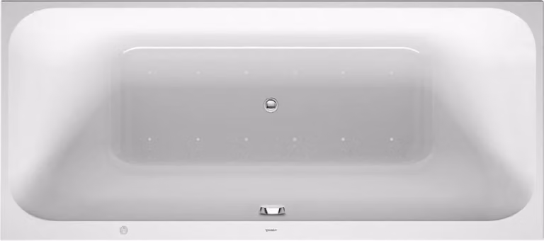 Baignoire balnéo Duravit Happy D.2, version à encastrer, simple dos à gauche, bâti-support, garniture de vidage et de trop-plein, système Air, 1700x700mm, 760310000AS0000, 760310000AS0000