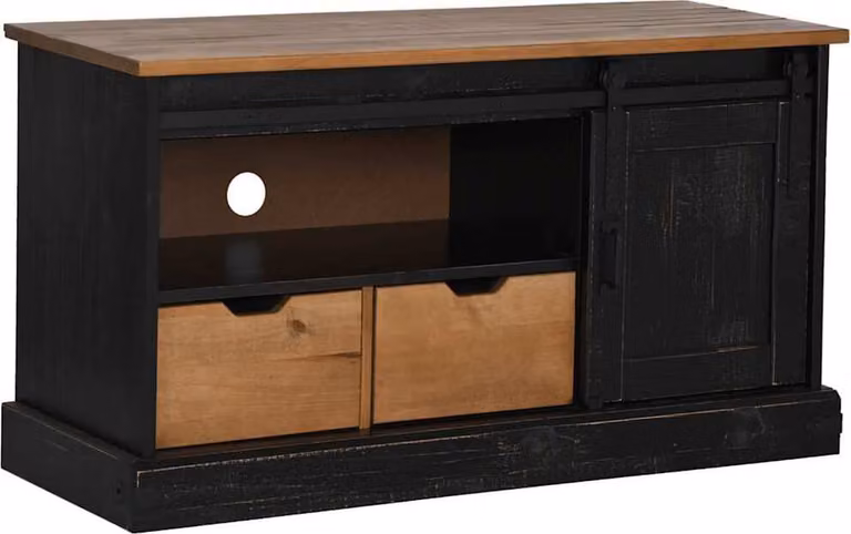 Mobile Porta TV HALDEN con Anta Scorrevole Nero 110x40x60 cm