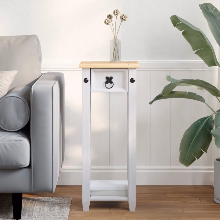 vidaXL Supporto per piante in legno di pino Bianco L/P/H: 30 x 30 x 73 cm