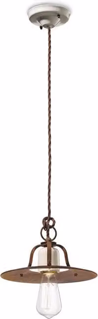 Lampadario Vintage Grunge Ferro E Ceramica Craquele&apos 1 Luce E27 25Cm