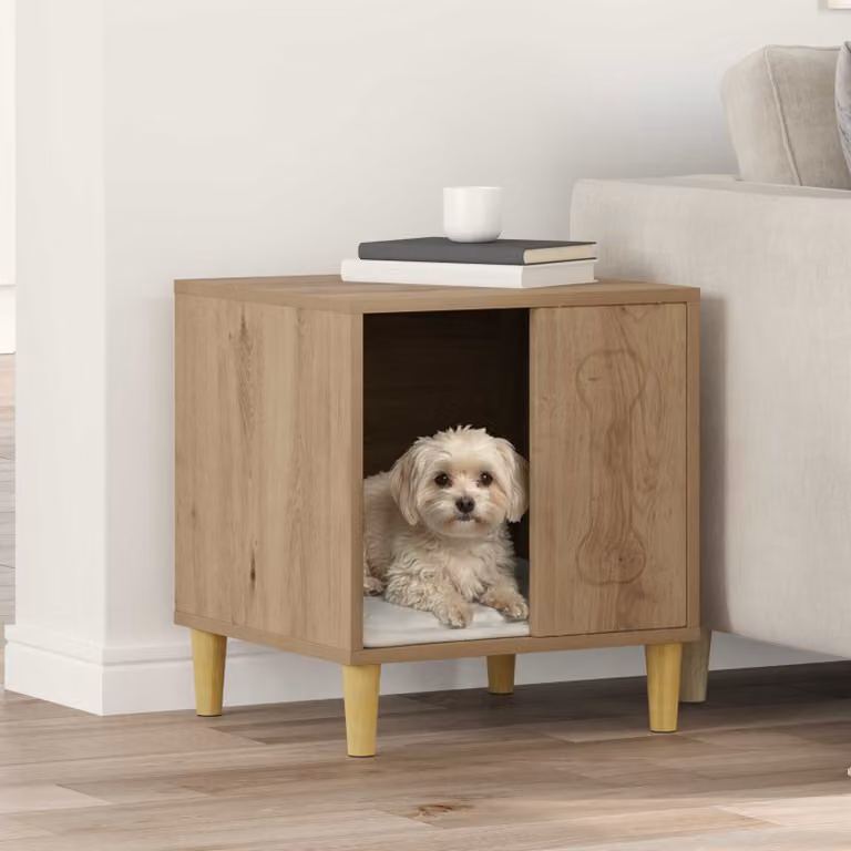 Cuccia per cani vidaXL in legno marrone con materasso, L 44 cm x P 42 cm x H 49 cm
