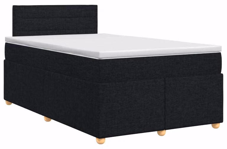 Letto a molle con materasso nero 120 x 190 cm in tessuto