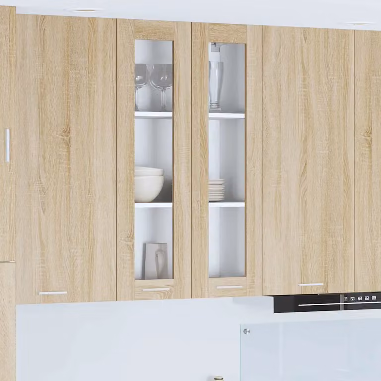 Armadio pensile da cucina moderno vidaXL con ante in vetro, colore marrone, L: 60 cm, P: 31 cm, H: 100 cm