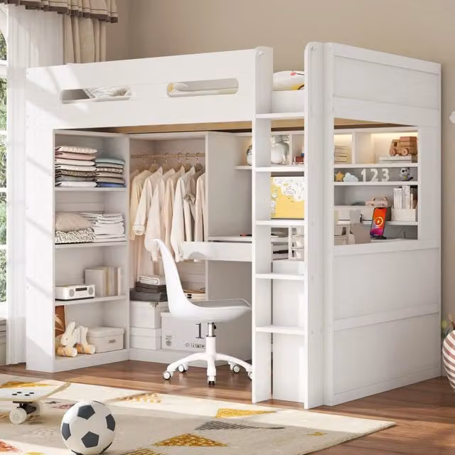 letto a castello legno massello e mdf bianco 90 x 200 cm