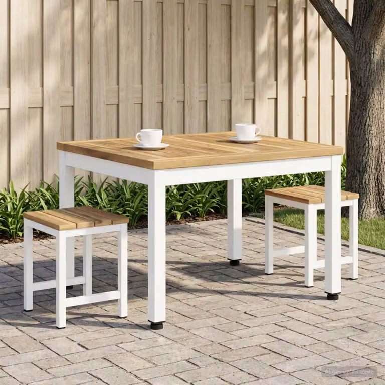 vidaXL Tavolino da salotto rettangolare in legno di acacia bianco L/P/H: 60 x 49 x 36 cm