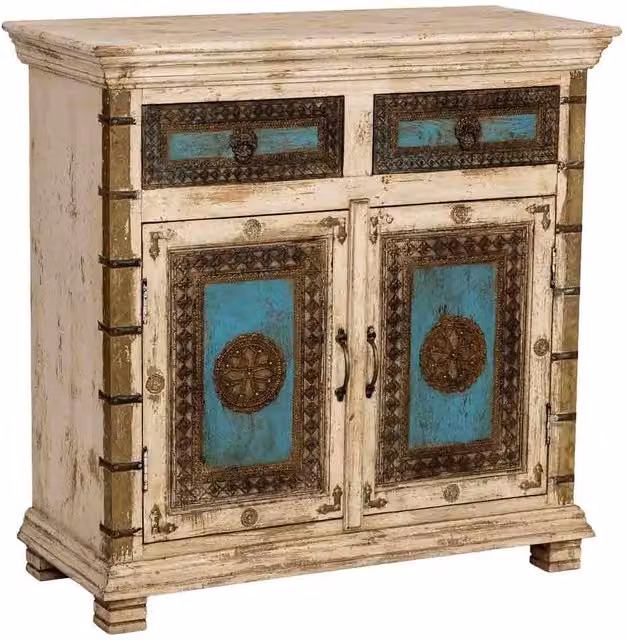 Credenza artigianale in legno bianco, 90x40x90h cm