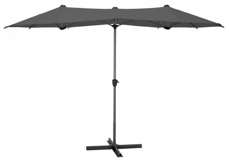 Ombrellone Doppio da Giardino 2x4 m Palo Ø38 mm Lyon Grigio Scuro