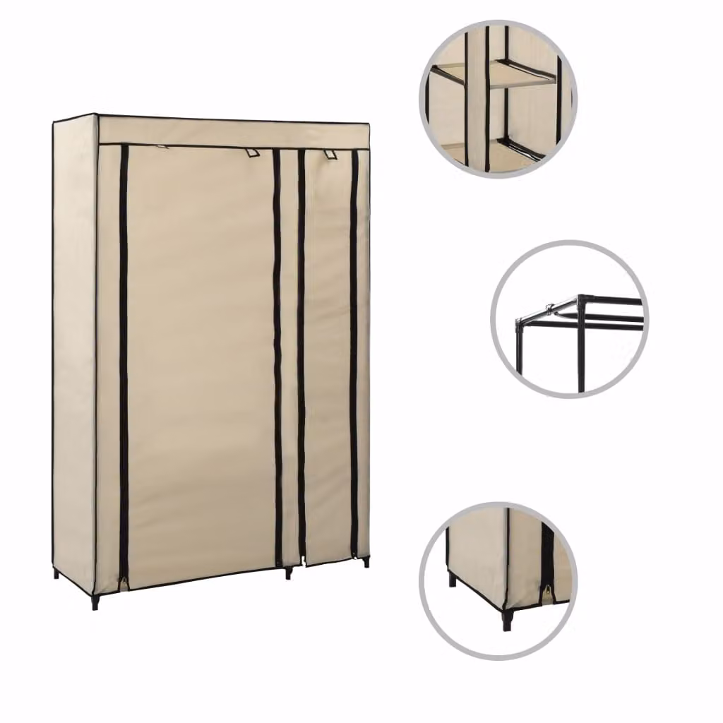 vidaXL Armadio pieghevole crema 110x45x175 cm tessuto